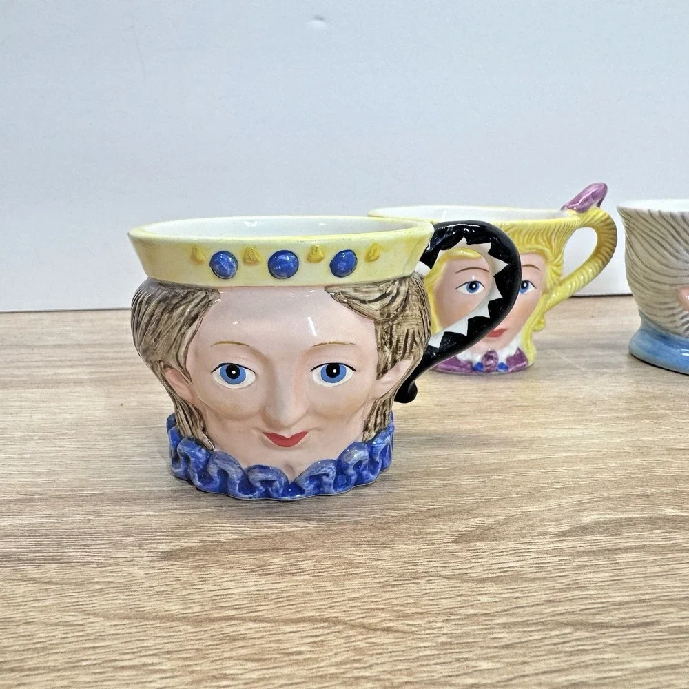 Department 56 Alice in Wonderland 1996‎ Character Cups Set of 4 Ceramic
